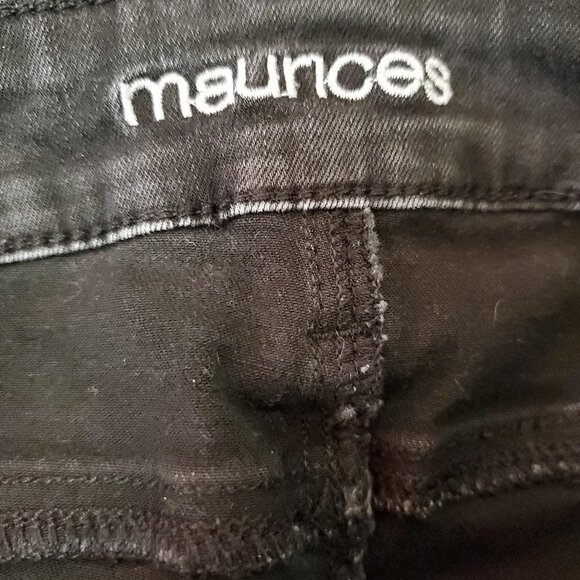 Maurices Distressed Button Fly Skinny Black Denim - Picture 3 of 11